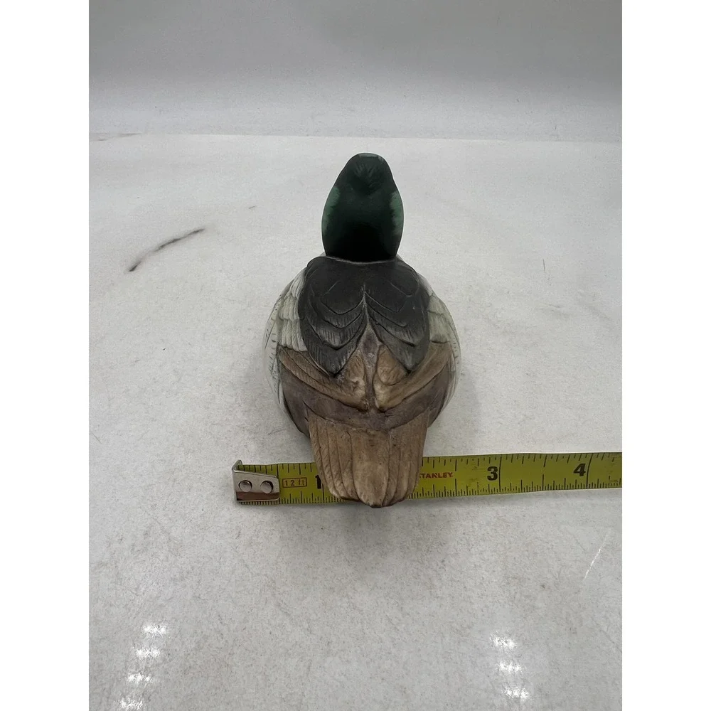 Hand Painted Resin Goldeneye Duck Decoy Figurine Carved Look Home Decor Shelf
